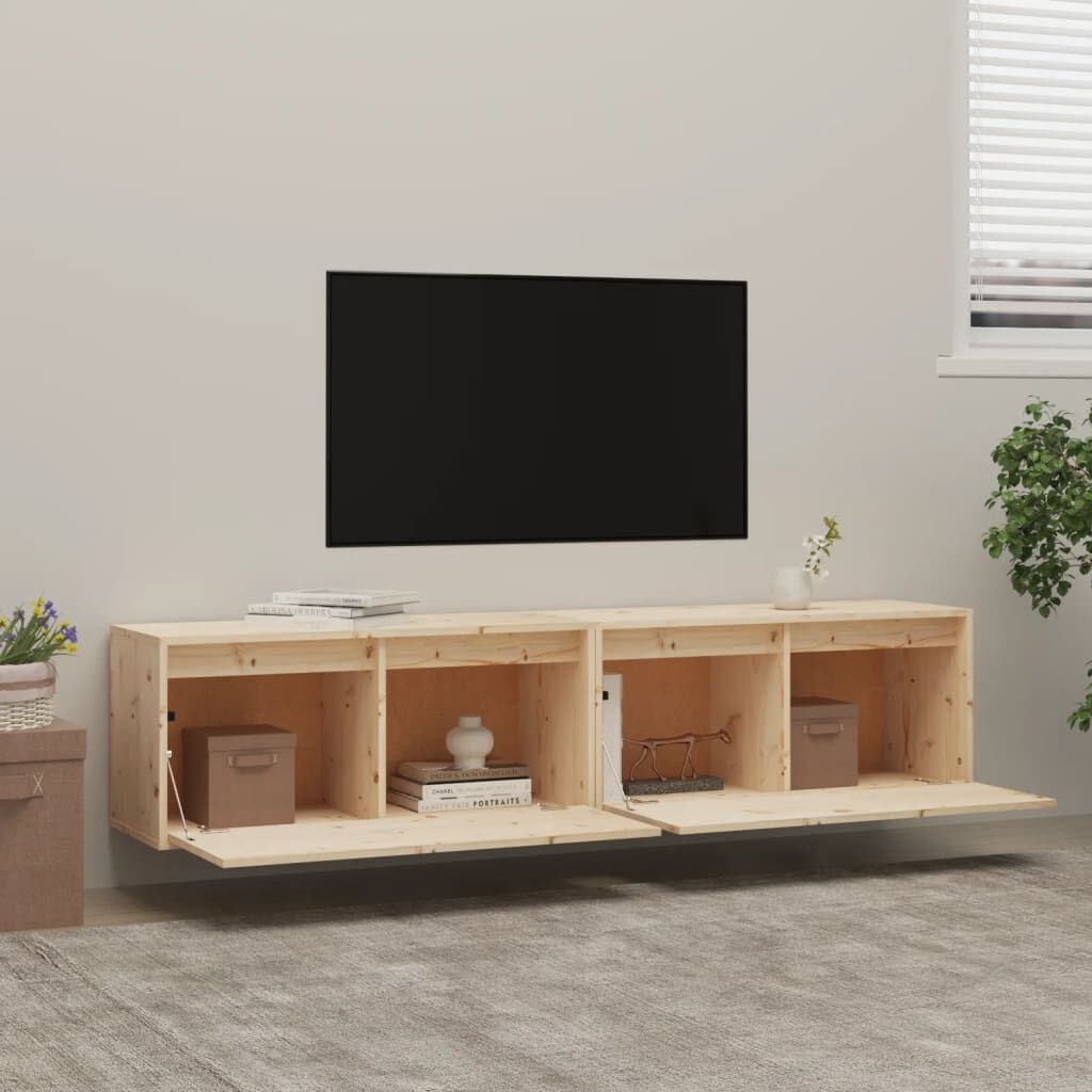 vidaXL Ντουλάπια Τοίχου 2 τεμ. 80 x 30 x 35 εκ. από Μασίφ Ξύλο Πεύκου