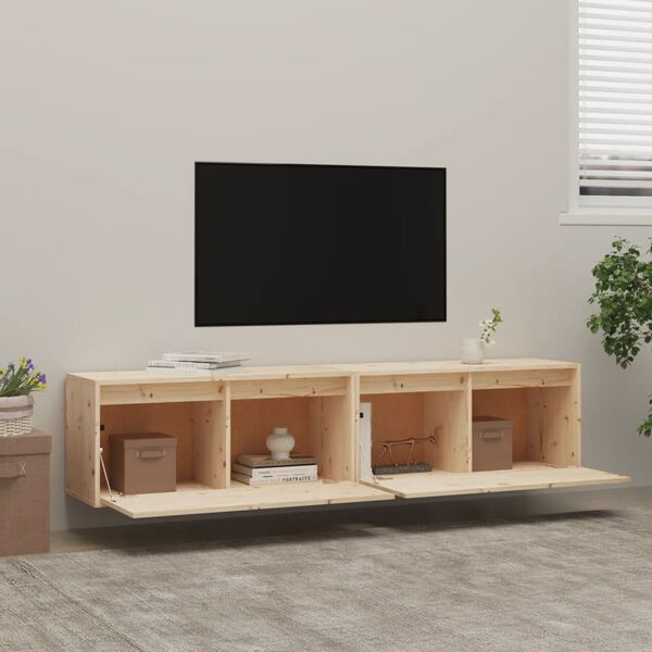 vidaXL Ντουλάπια Τοίχου 2 τεμ. 80 x 30 x 35 εκ. από Μασίφ Ξύλο Πεύκου