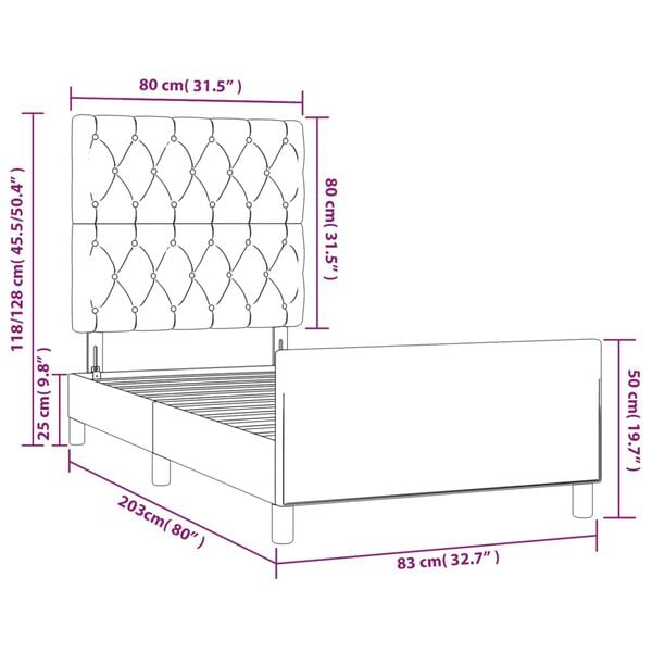 vidaXL Σκελετός Κρεβατιού Χωρίς Στρώμα Μπλε 80x200 εκ. Υφασμάτινο
