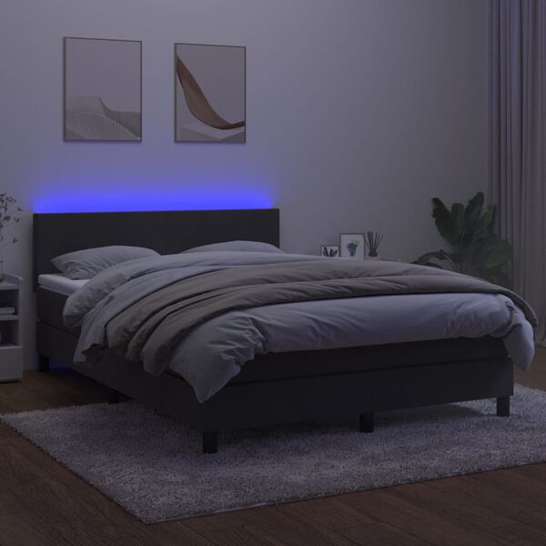 vidaXL &Kappa;&rho;&epsilon;&beta;ά&tau;&iota; Boxspring &mu;&epsilon; &Sigma;&tau;&rho;ώ&mu;&alpha; & LED &Sigma;&kappa;. &Gamma;&kappa;&rho;&iota; 140x200&epsilon;&kappa;. &Beta;&epsilon;&lambda;&omicron;ύ&delta;&iota;&nu;&omicron;