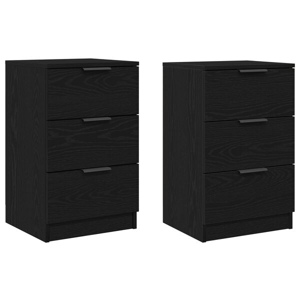 vidaXL Κομοδίνο 2 pcs Μαύρη δρυς 40 x 65 x 65 εκ. Επεξεργασμένο ξύλο