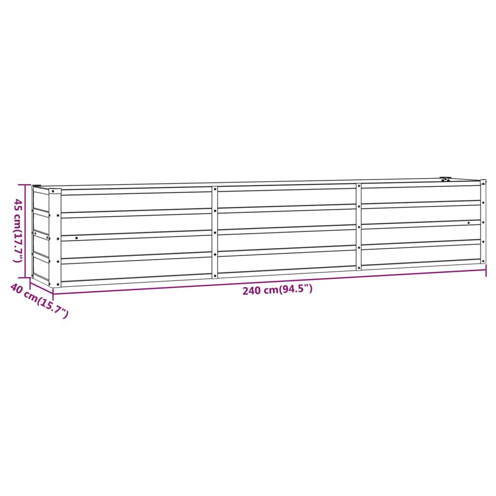 vidaXL Ζαρντινιέρα Σκουριασμένο 240x40x45 εκ. Ατσάλι Σκληρυθέν Αέρα