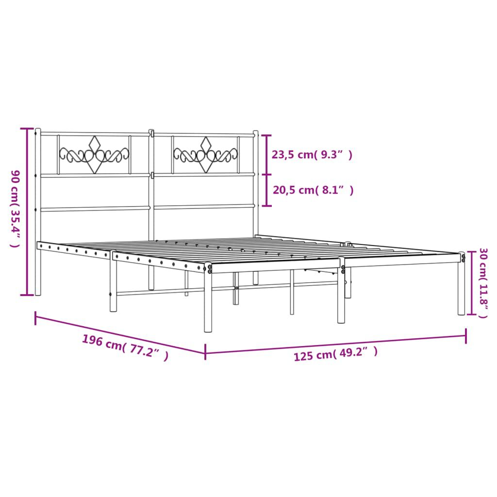 vidaXL Πλαίσιο Κρεβατιού με Κεφαλάρι Λευκό 120x190 εκ. Μεταλλικό