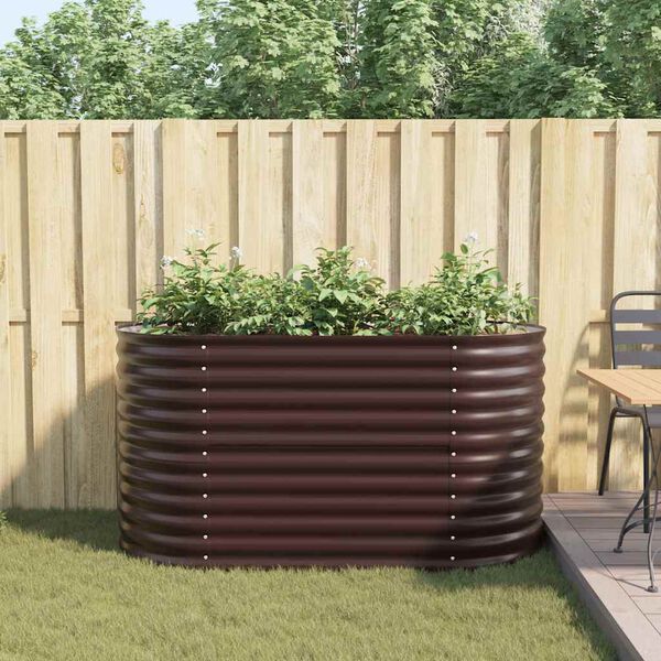 vidaXL Υπερυψωμένη Ζαρντινιέρα Καφέ 160 x 80 x 81 cm Ατσάλι