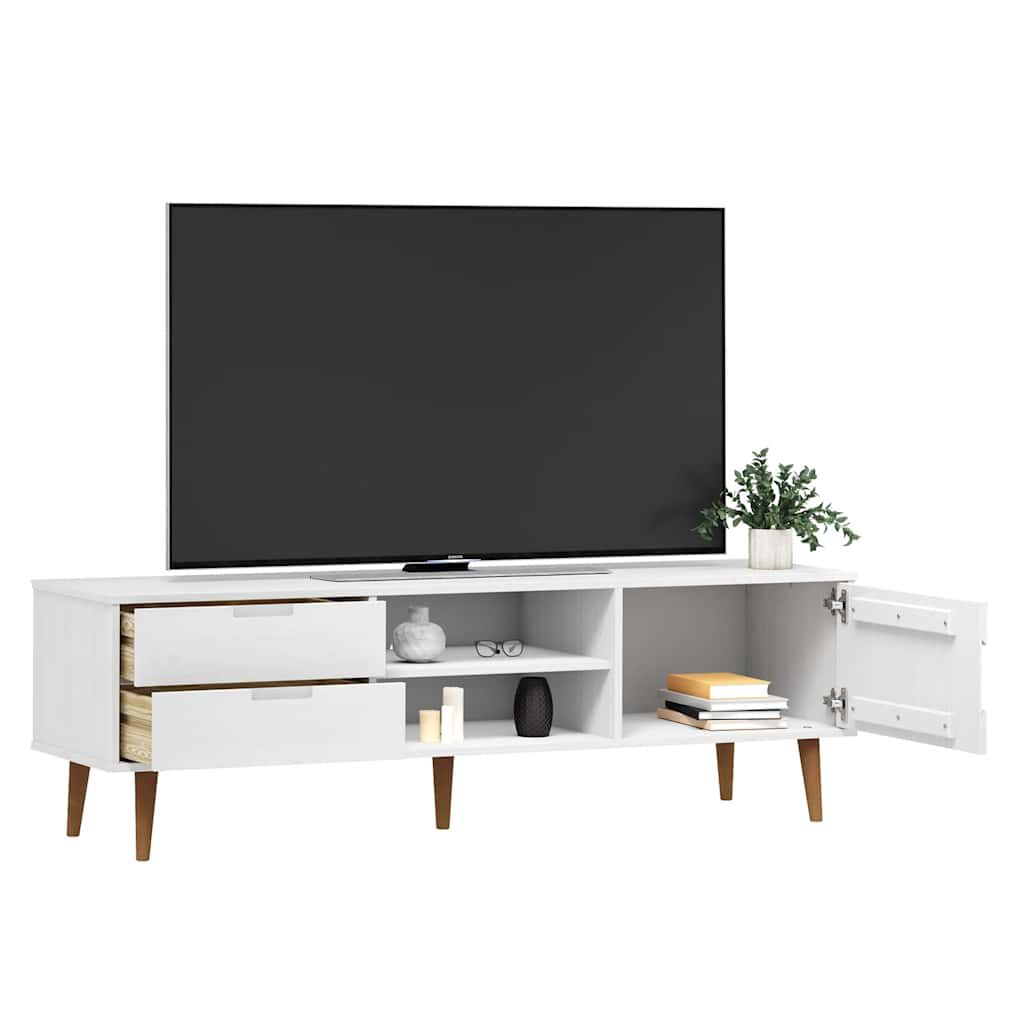 vidaXL Έπιπλο Τηλεόρασης MOLDE Λευκό 158x40x49 εκ. Μασίφ Ξύλο Πεύκου