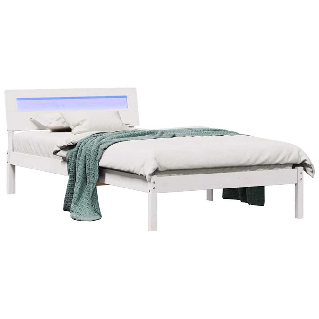 vidaXL Σκελετός Κρεβατιού Λευκό 90 x 190 cm Μασίφ ξύλο πεύκου
