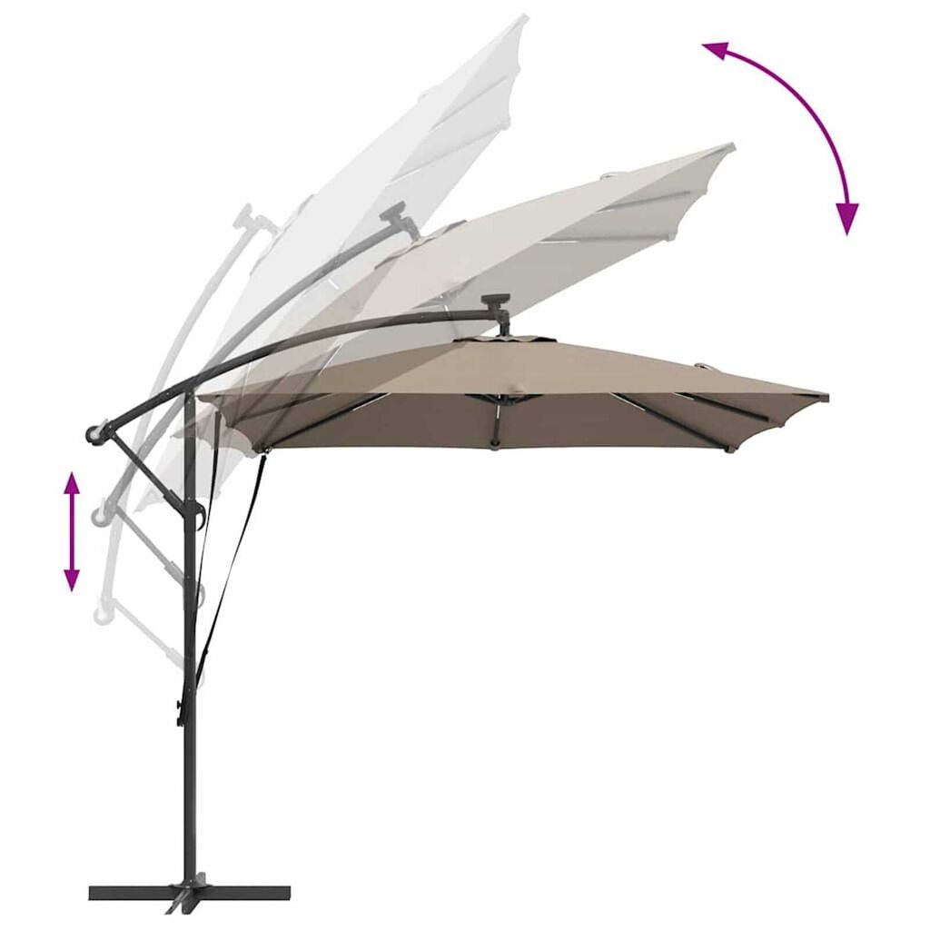vidaXL Ομπρέλα Cantilever Banana Taupe 249 x 249 x 250 εκ.