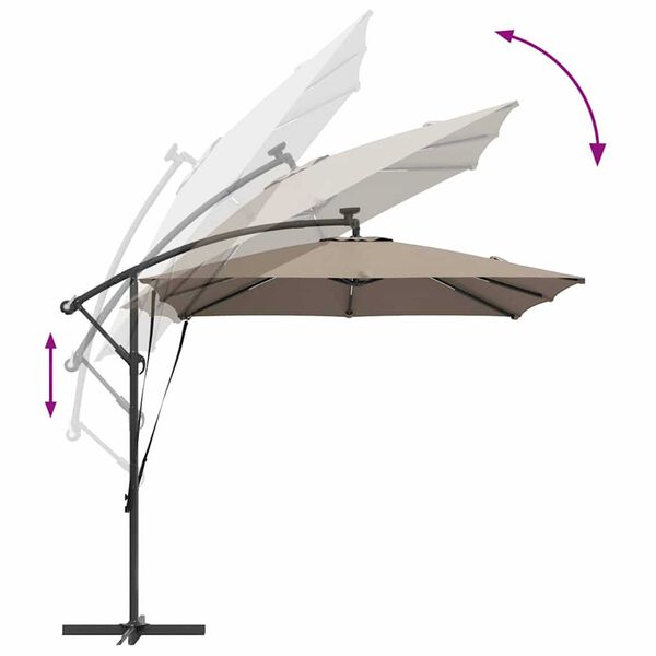 vidaXL Ομπρέλα Cantilever Banana Taupe 249 x 249 x 250 εκ.