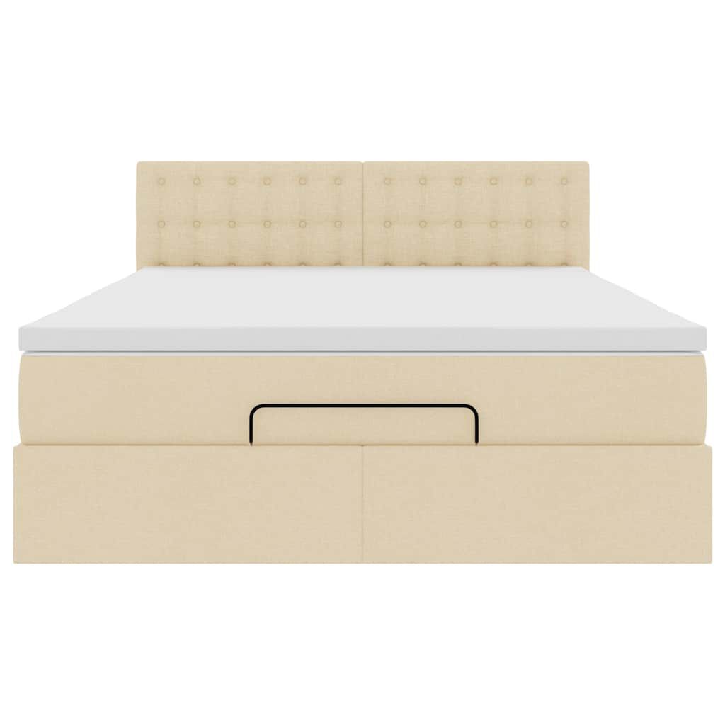 vidaXL Οθωμανικό κρεβάτι με στρώμα Cream 140x190cm ύφασμα