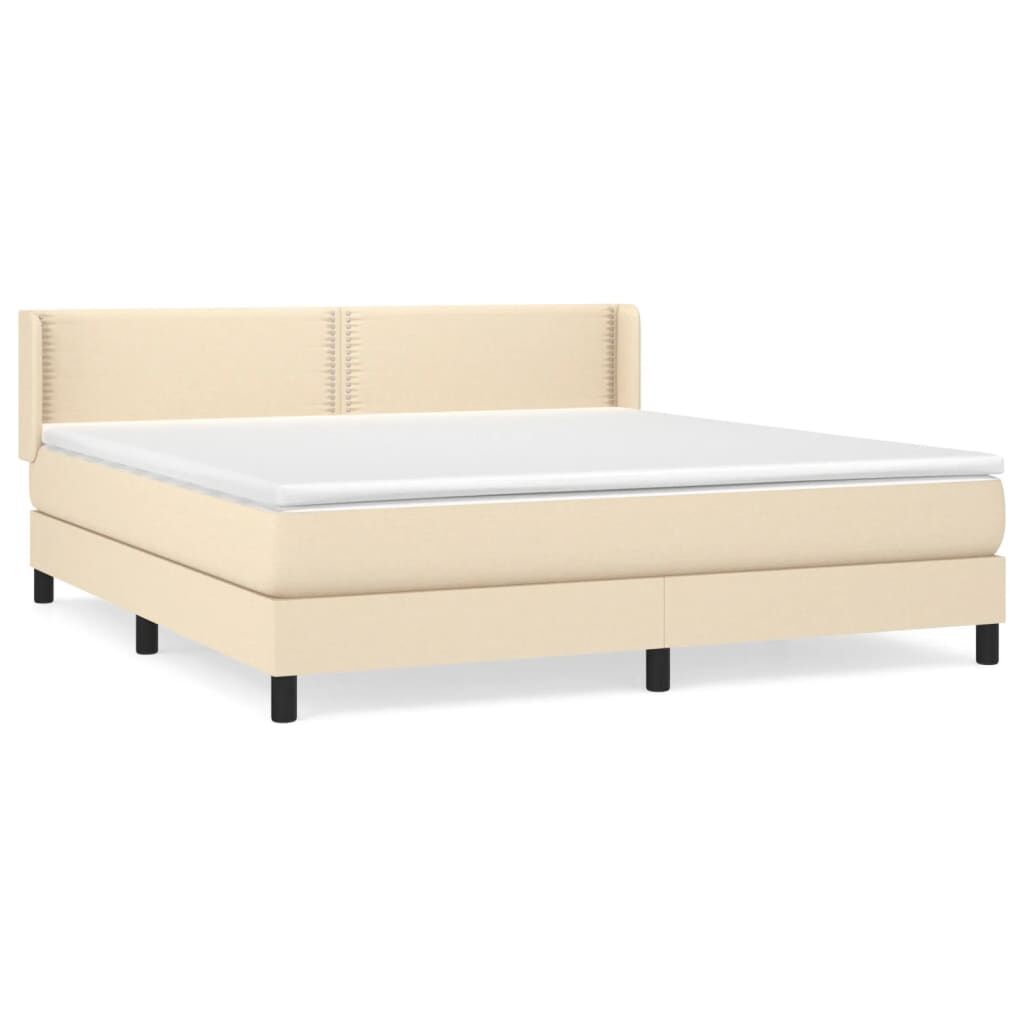 vidaXL Κρεβάτι Boxspring με Στρώμα Κρεμ 180x200 εκ. Υφασμάτινο