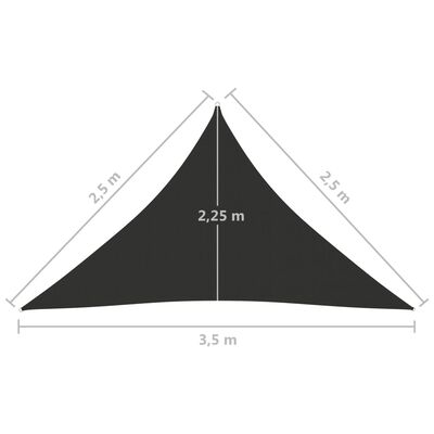 vidaXL Πανί Σκίασης Τρίγωνο Ανθρακκί 2,5x2,5x3,5 μ. από Ύφασμα Oxford