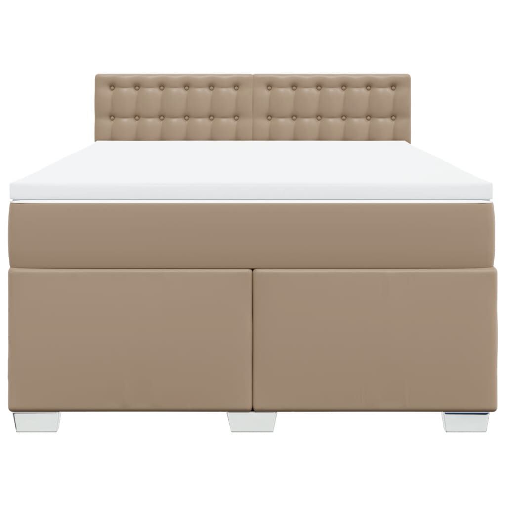 vidaXL Κρεβάτι Boxspring με Στρώμα Καπουτσίνο 140x190εκ.από Συνθ.Δέρμα