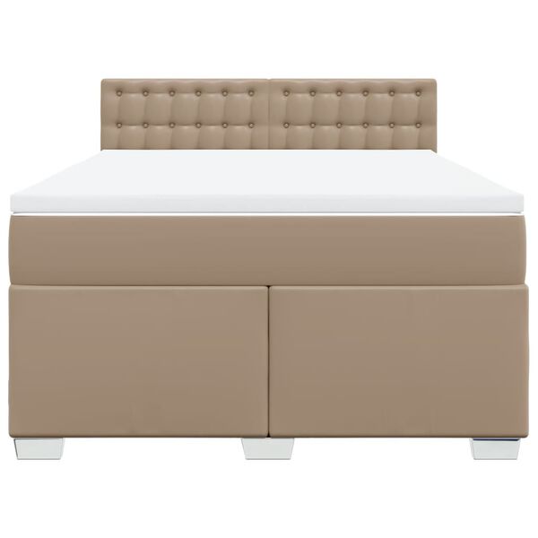 vidaXL Κρεβάτι Boxspring με Στρώμα Καπουτσίνο 140x190εκ.από Συνθ.Δέρμα