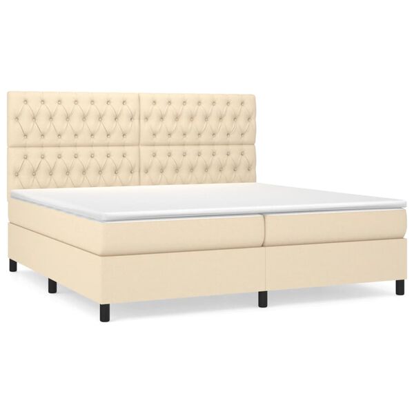 vidaXL &Kappa;&rho;&epsilon;&beta;ά&tau;&iota; Boxspring &mu;&epsilon; &Sigma;&tau;&rho;ώ&mu;&alpha; &Kappa;&rho;&epsilon;&mu; 200x200 &epsilon;&kappa;. &Upsilon;&phi;&alpha;&sigma;&mu;ά&tau;&iota;&nu;&omicron;