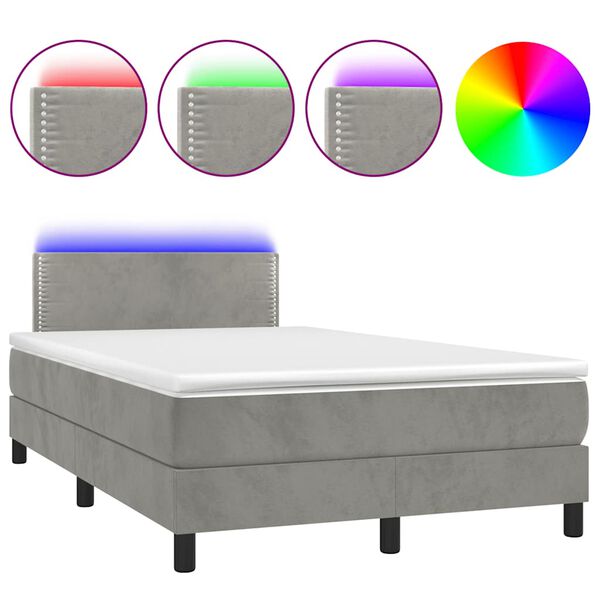 vidaXL &Kappa;&rho;&epsilon;&beta;ά&tau;&iota; Boxspring &mu;&epsilon; &Sigma;&tau;&rho;ώ&mu;&alpha; & LED &Alpha;&nu;.&Gamma;&kappa;&rho;&iota; 120x190&epsilon;&kappa;. &Beta;&epsilon;&lambda;&omicron;ύ&delta;&iota;&nu;&omicron;