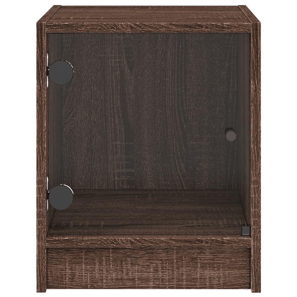 vidaXL Κομοδίνα 2 τεμ. Καφέ Δρυς 35x37x42 εκ. με Γυάλινες Πόρτες