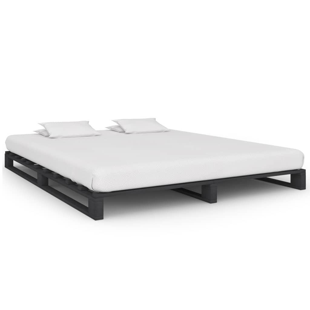 vidaXL Πλαίσιο Κρεβατιού Γκρι 180 x 200 εκ. Παλέτες Μασίφ Ξύλο Πεύκου