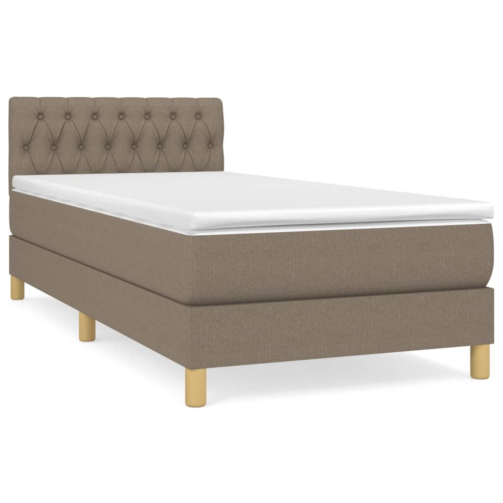 vidaXL Κρεβάτι Boxspring με Στρώμα Taupe 100 x 200 εκ. Υφασμάτινο
