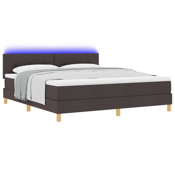 vidaXL Κρεβάτι με ελατήρια με Ματress & LED Καφέ 180x200 εκ. Ύφασμα