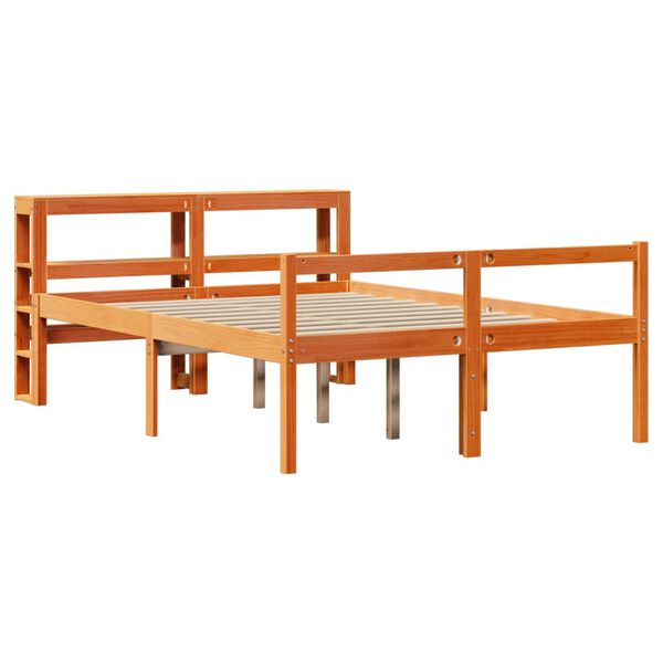 vidaXL Πλαίσιο Κρεβατιού με Κεφαλάρι Μελί 150x200εκ. Μασίφ Ξύλο Πεύκου