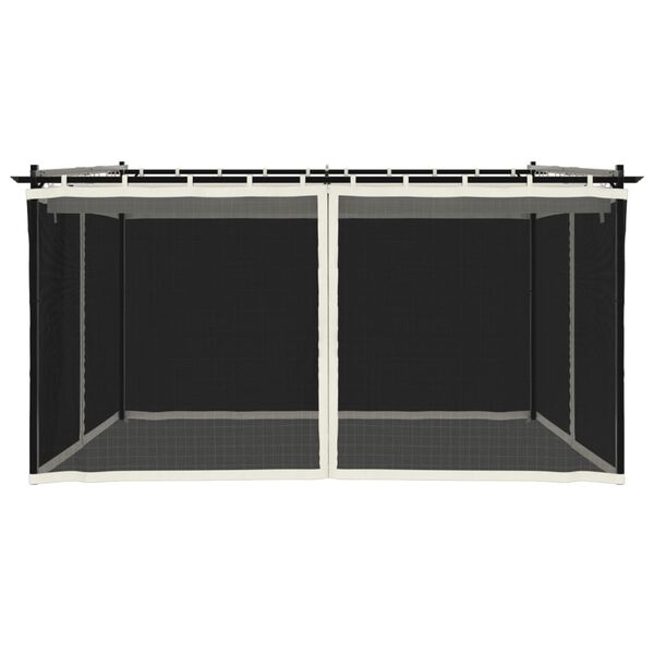 vidaXL Κιόσκι με Τοίχους από Δίχτυ Κρεμ 4x3 μ. από Ατσάλι