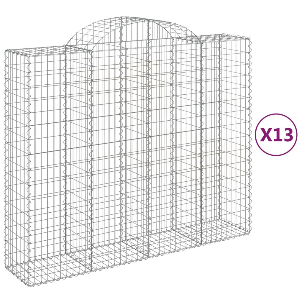 vidaXL Συρματοκιβώτια Τοξωτά 13 τεμ. 200x50x160/180 εκ. Γαλβαν. Ατσάλι