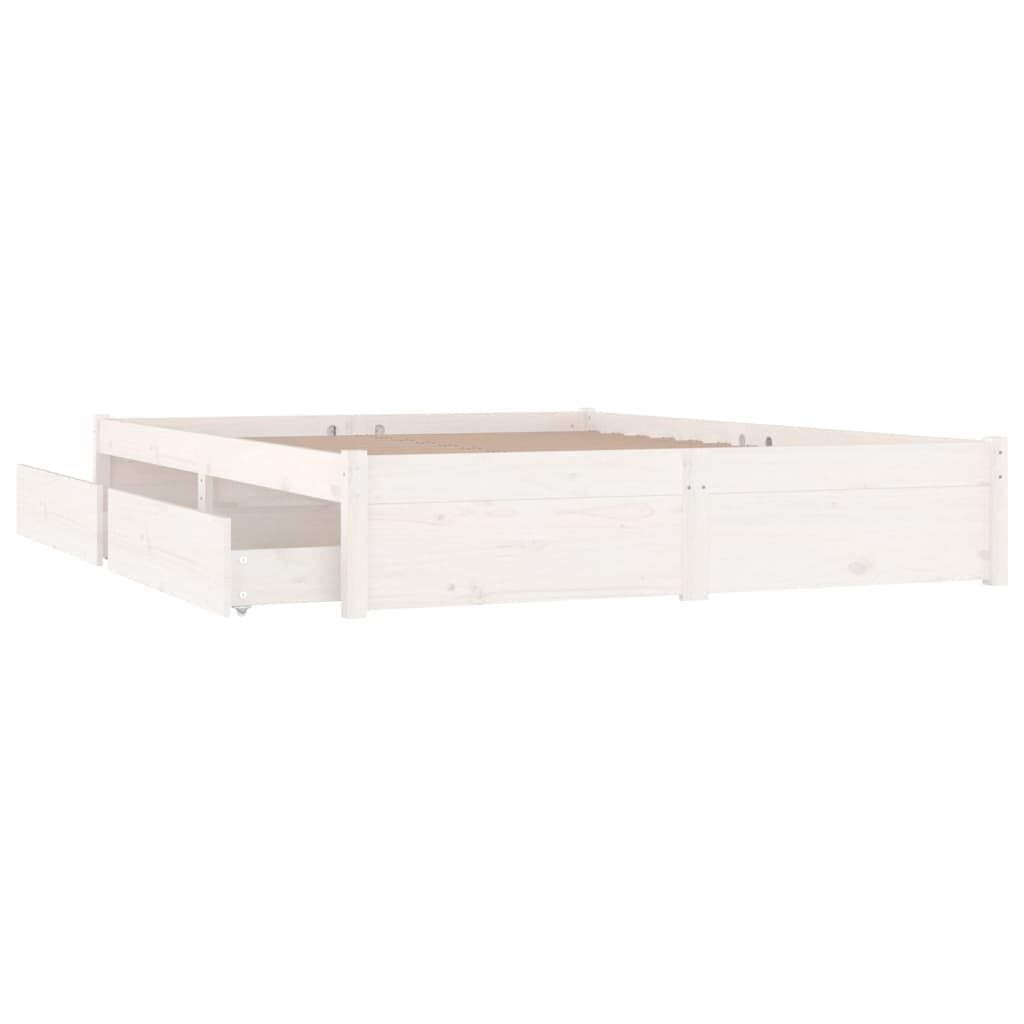 vidaXL Πλαίσιο Κρεβατιού Συρτάρια Λευκό 180 x 200 εκ Super King Size