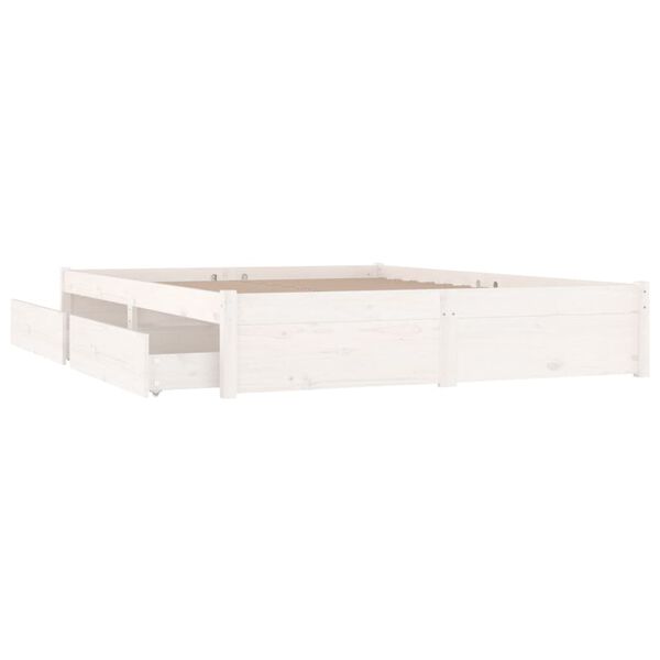 vidaXL Πλαίσιο Κρεβατιού Συρτάρια Λευκό 180 x 200 εκ Super King Size