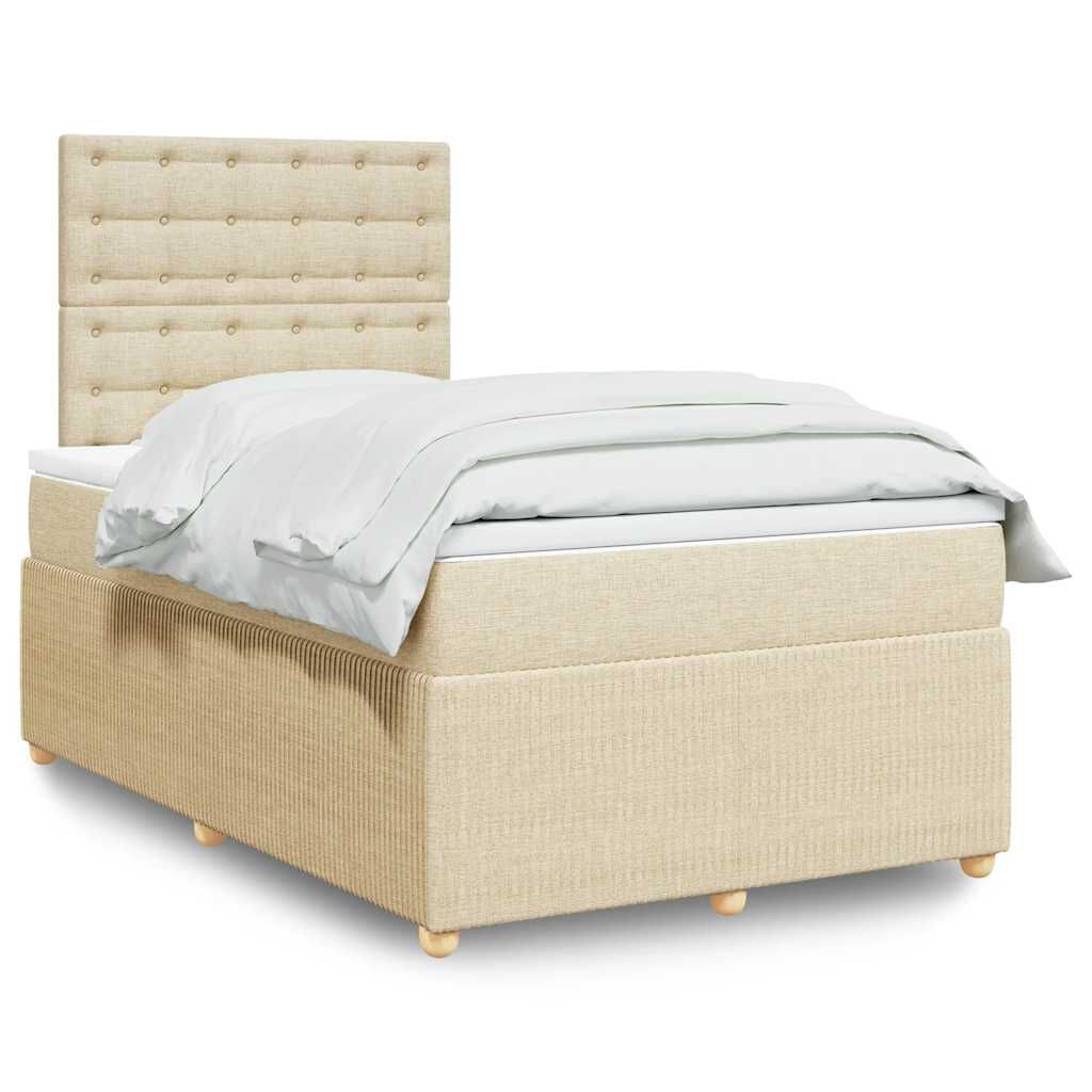 vidaXL Κρεβάτι Boxspring με Στρώμα Κρεμ 120x190 εκ. Υφασμάτινο