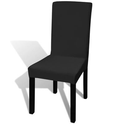 vidaXL Κάλυμμα Καρέκλας Ελαστικό Ίσιο 4 τεμ. Μαύρο
