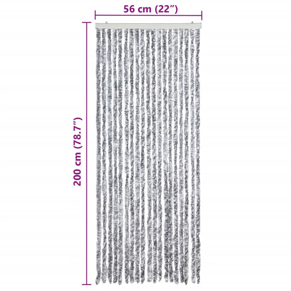 vidaXL Σήτα - Κουρτίνα Πόρτας Λευκό / Γκρι 56 x 200 εκ. από Σενίλ