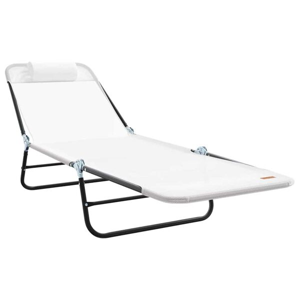 vidaXL Πτυσσόμενη ξαπλώστρα Κρεμ 182 x 55 x 85.5 εκ. Textilene