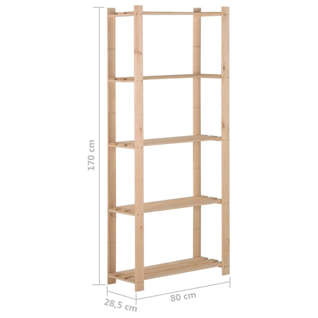 vidaXL Ραφιέρα 5 Επιπέδων 80 x 28,5 x 170 εκ. από Μασίφ Ξύλο Πεύκου