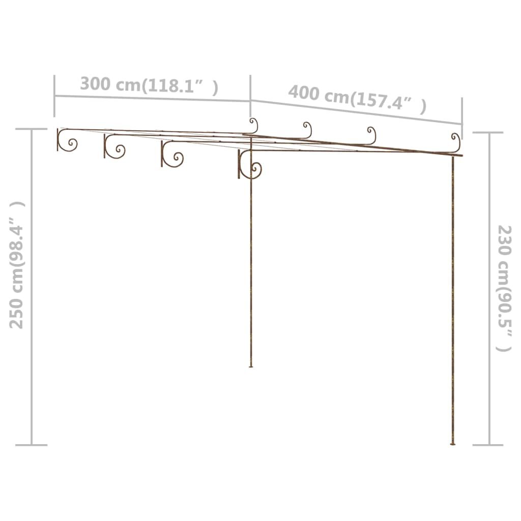 vidaXL Πέργκολα Κήπου Αντικέ Καφέ 4 x 3 x 2,5 μ. Σιδερένια
