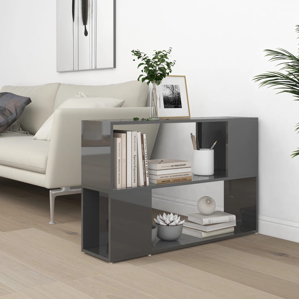 vidaXL Βιβλιοθήκη Γυαλιστερό Γκρι 100 x 24 x 63 εκ. από Μοριοσανίδα