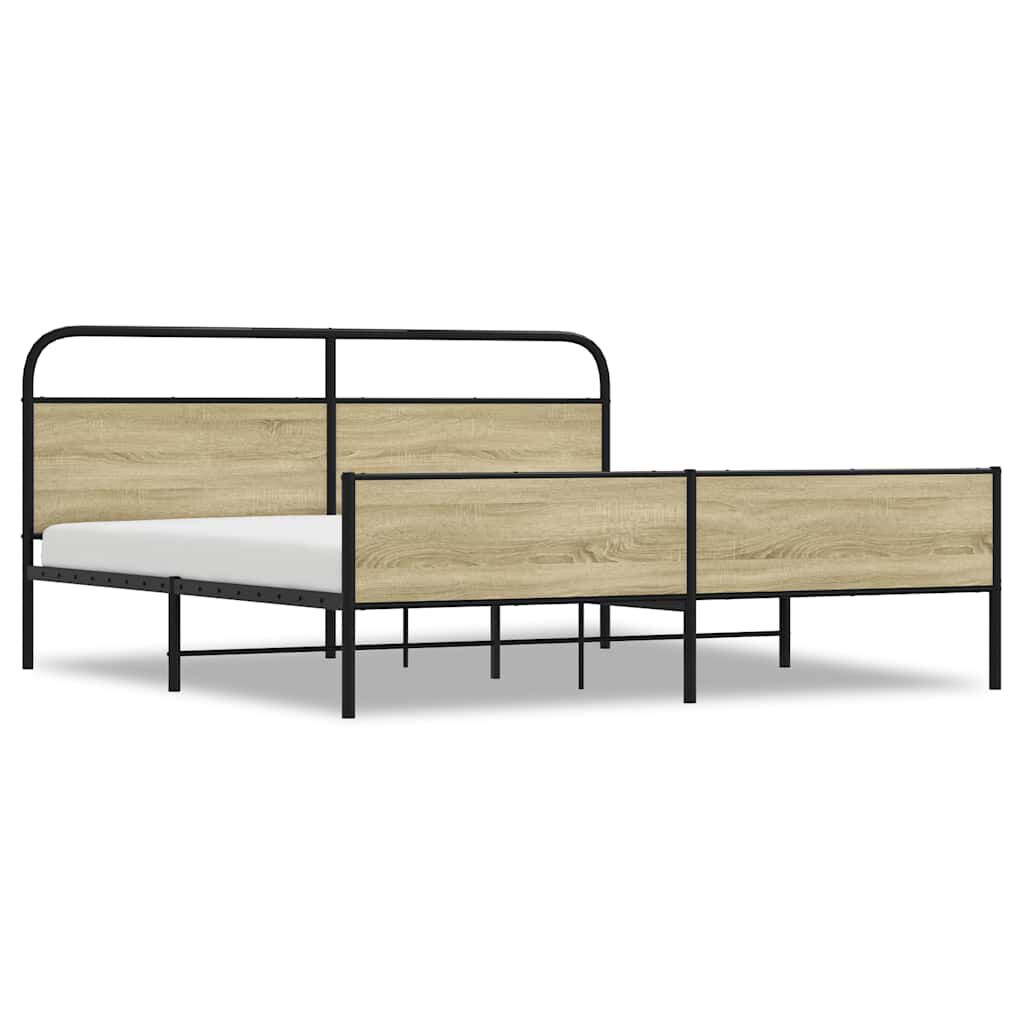 vidaXL Σκελετός Κρεβ. Χωρίς Στρώμα Sonoma Δρυς 180x200 εκ. Μεταλλικό