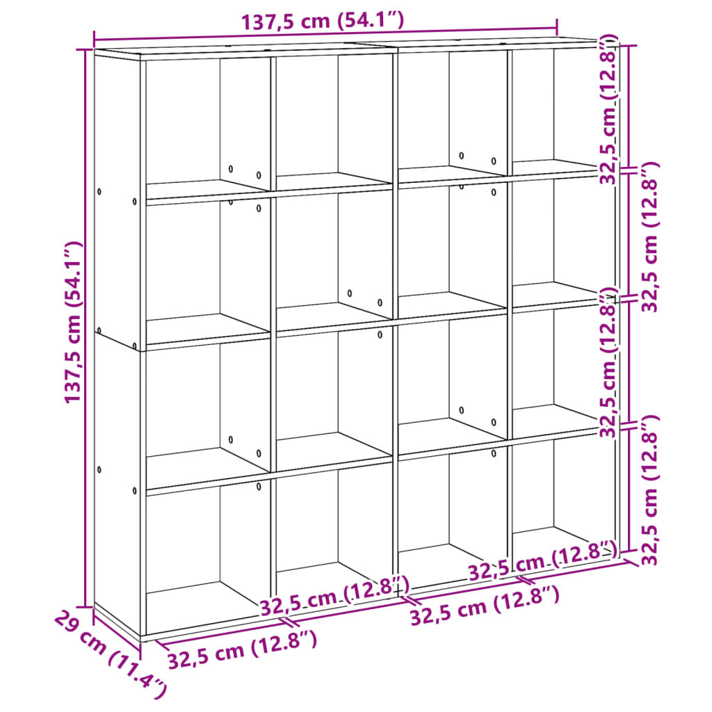 vidaXL Βιβλιοθήκη Γκρι Σκυρ. 137,5x29x137,5 εκ. Επεξεργασμένο Ξύλο