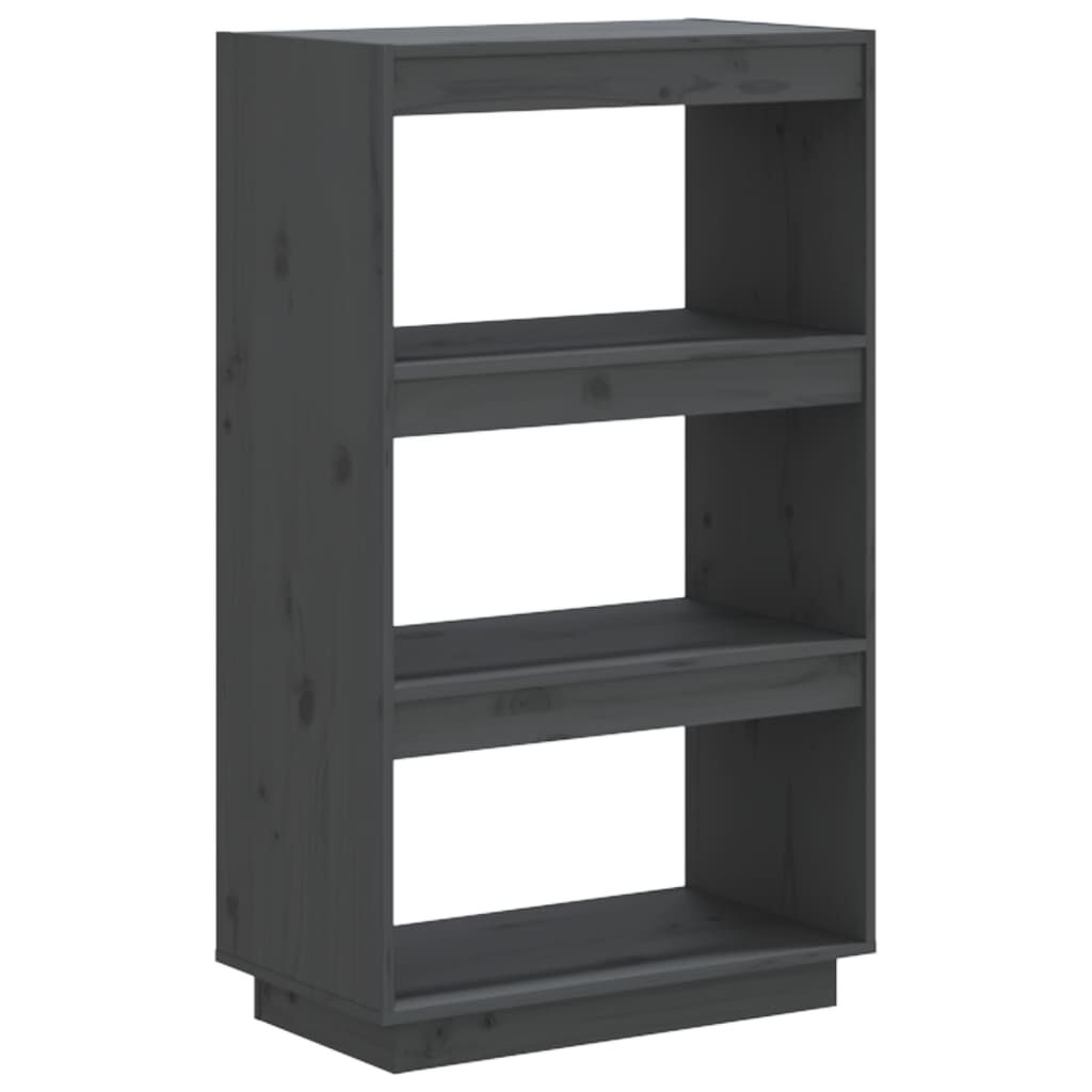 vidaXL Βιβλιοθήκη/Διαχωριστικό Χώρου Γκρι 60x35x103 εκ. Μασίφ Ξύλο Πεύκου
