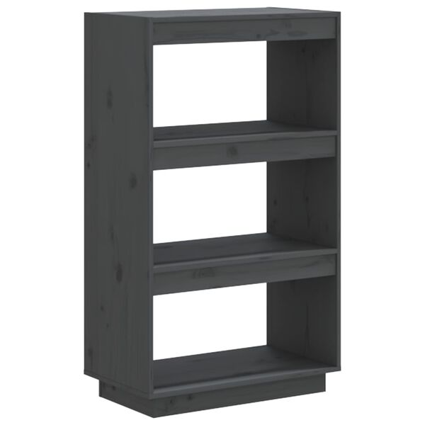 vidaXL Βιβλιοθήκη/Διαχωριστικό Χώρου Γκρι 60x35x103 εκ. Μασίφ Ξύλο Πεύκου
