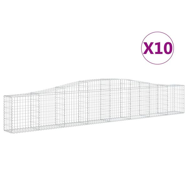 vidaXL Συρματοκιβώτια Τοξωτά 10 τεμ. 400x30x60/80 εκ. Γαλβαν. Ατσάλι