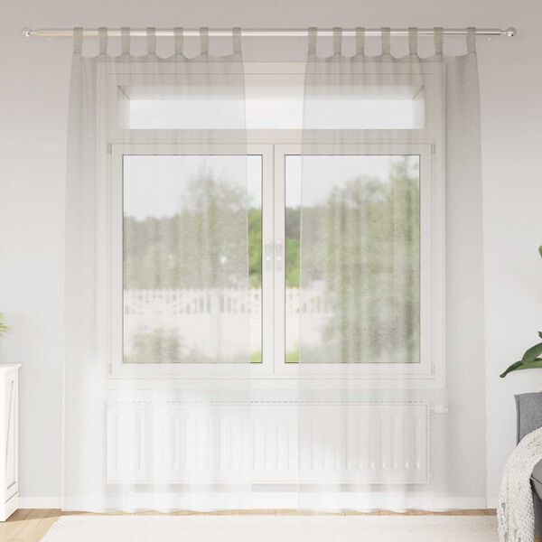 vidaXL Κουρτίνες με κουρτίνες 2 pcs Κρεμ 140 x 225 cm Πολυεστέρας