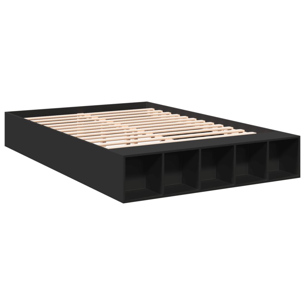 vidaXL Πλαίσιο Κρεβατιού Μαύρο 140x200 εκ. Επεξεργ. Ξύλο
