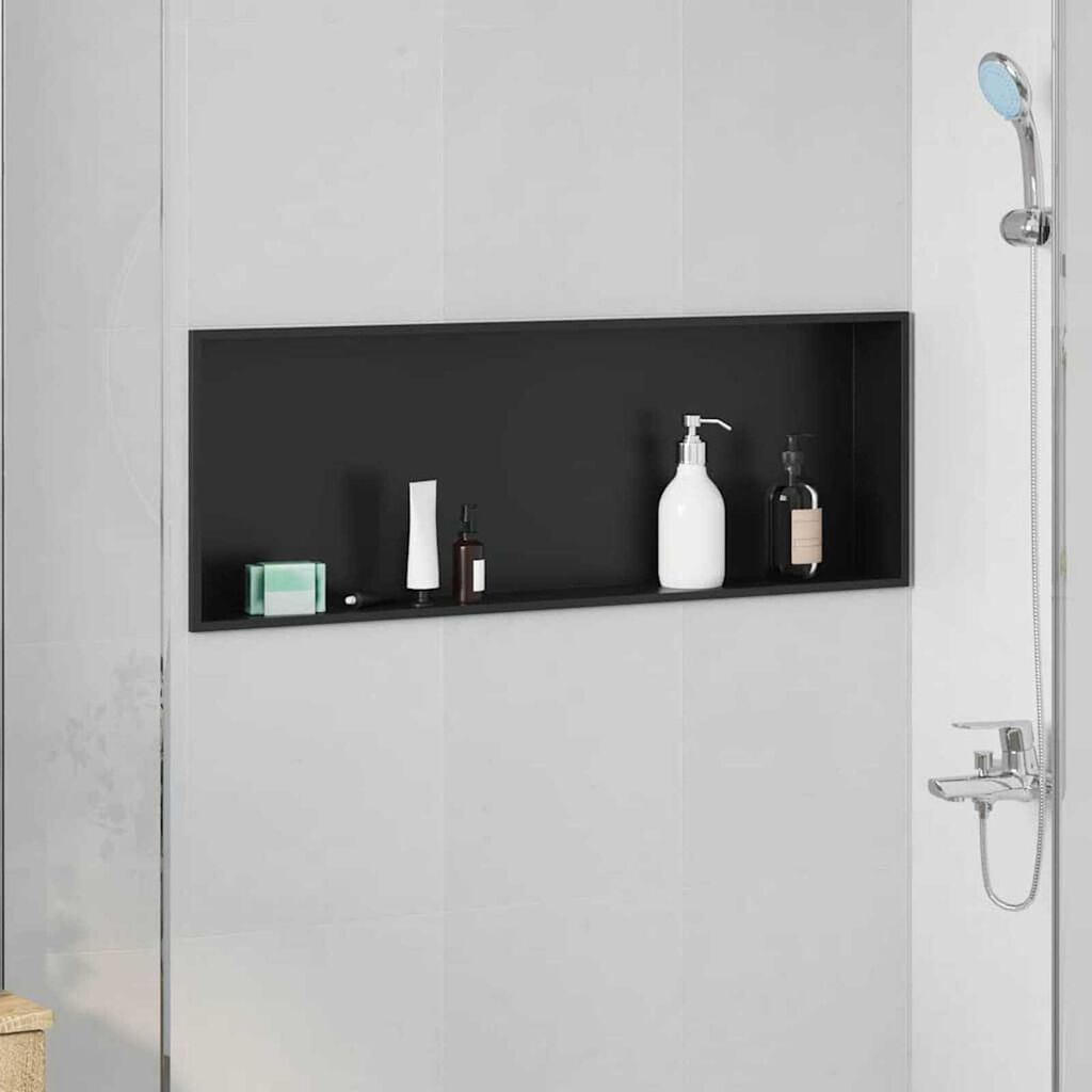 vidaXL Νίτσα Μπάνιου Μαύρο 90 x 30 x 9.5 εκ. Ανοξείδωτο ατσάλι