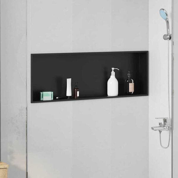 vidaXL Νίτσα Μπάνιου Μαύρο 90 x 30 x 9.5 εκ. Ανοξείδωτο ατσάλι