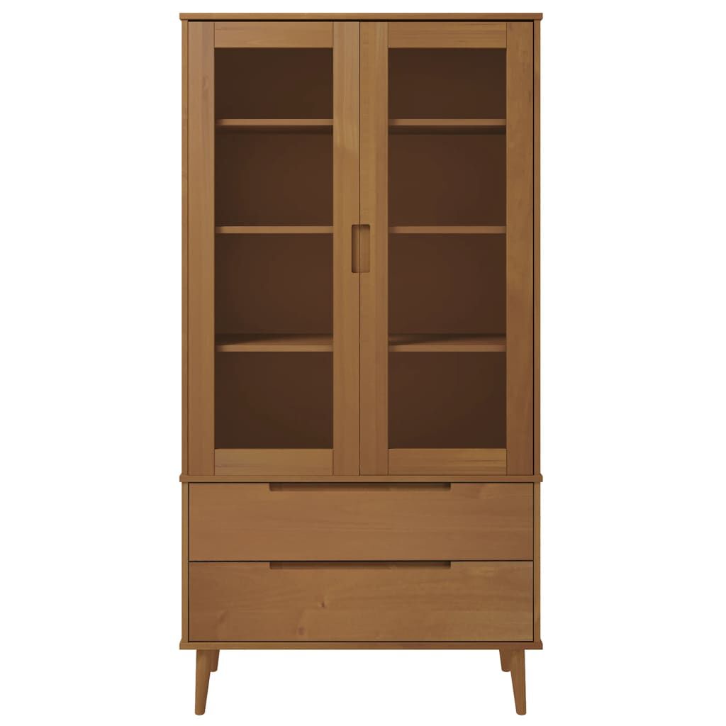 vidaXL Βιτρίνα MOLDE Καφέ 90 x 35 x 175 εκ. από Μασίφ Ξύλο Πεύκου