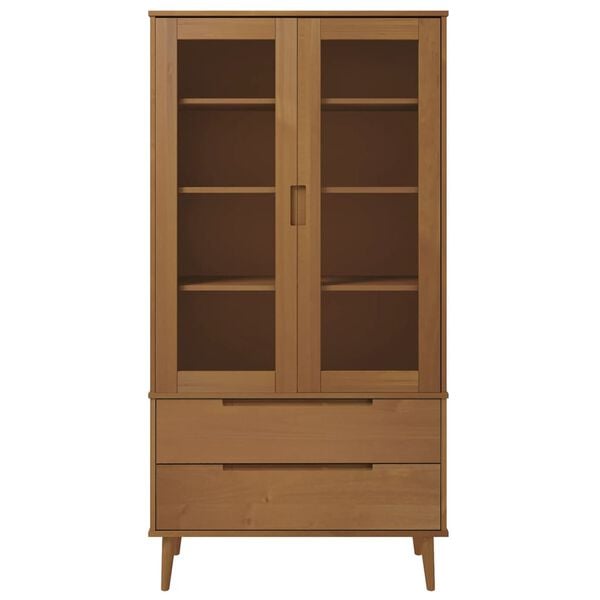 vidaXL Βιτρίνα MOLDE Καφέ 90 x 35 x 175 εκ. από Μασίφ Ξύλο Πεύκου
