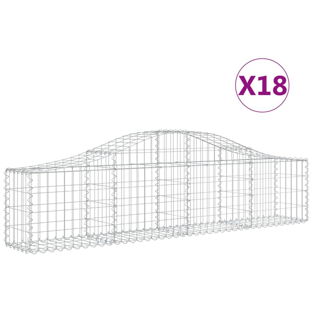 vidaXL Συρματοκιβώτια Τοξωτά 18 τεμ. 200x30x40/60 εκ. Γαλβαν. Ατσάλι