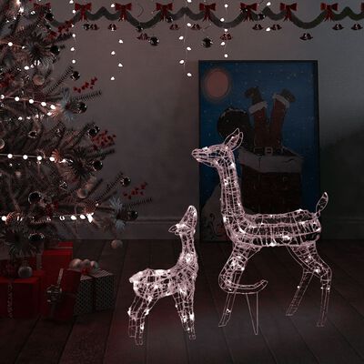 vidaXL Τάρανδοι Οικ. Ακρυλικός Χριστουγεννιάτικος 160 LED Θερμό Λευκό