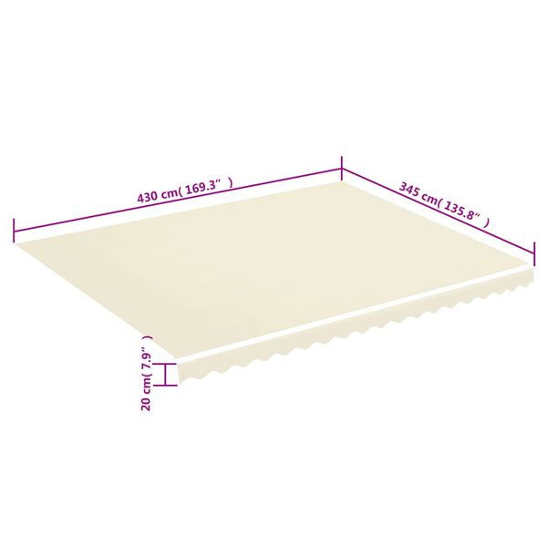 vidaXL Τεντόπανο Ανταλλακτικό Κρεμ 4,5 x 3,5 μ.