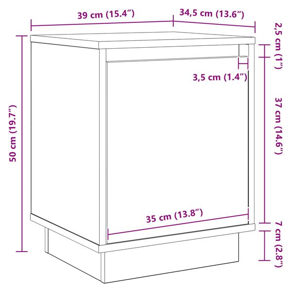 vidaXL Κομοδίνο με φώτα LED Παλιό Ξύλο 39x34.5x50 εκ